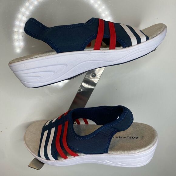 Easy spirit red white and blue sling back wedges 10 M - Picture 2 of 5
